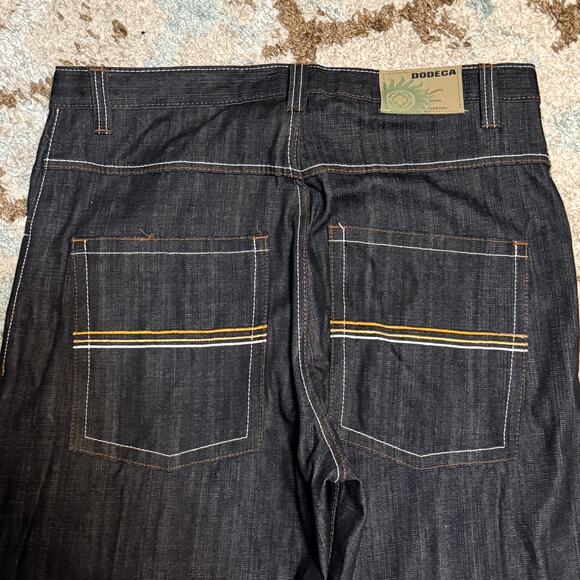 Vintage Dodeca Black Baggy Jeans Size 38x34 Wide Leg Y2K Southpole Style - Picture 3 of 6